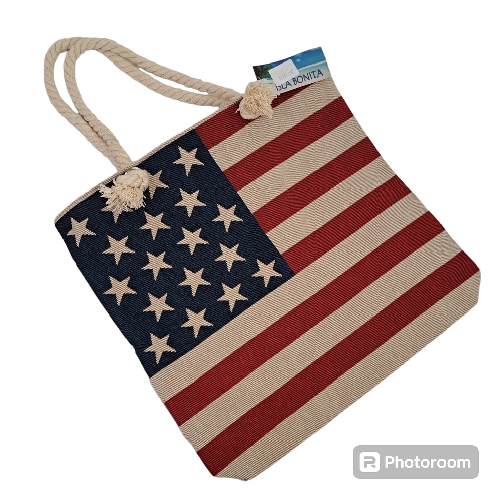 Beach Tote Stars and Stripes with Rope Handle
